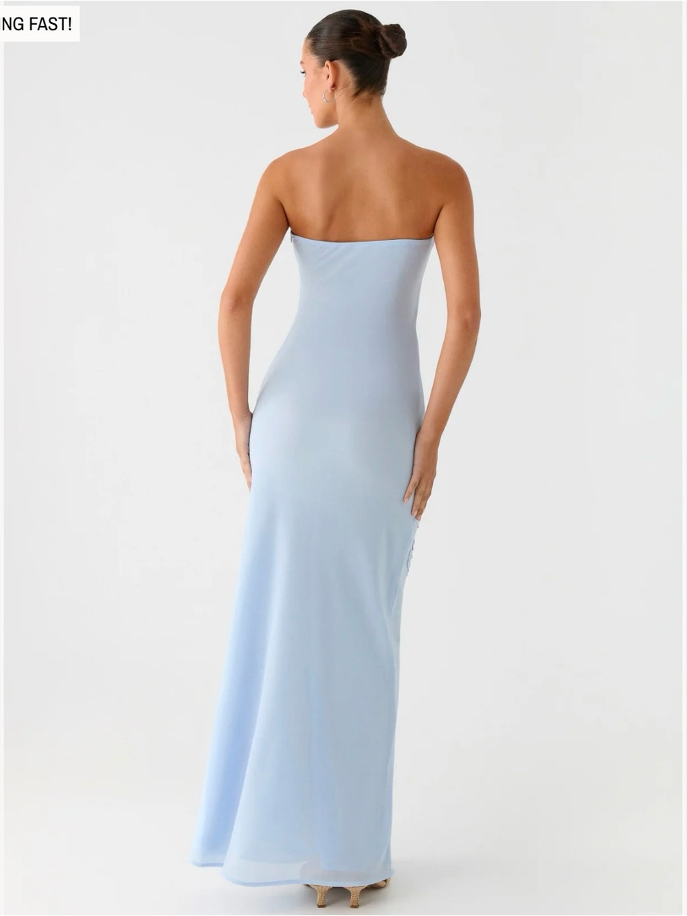 Peppermayo Strapless Light Blue Beaded Maxi Dress- Size 6 - Picture 3 of 5